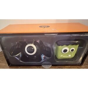 Jack O' Lantern Lane One Eyed Bat And Frankenstein Salt/Pepper Shakers NIB